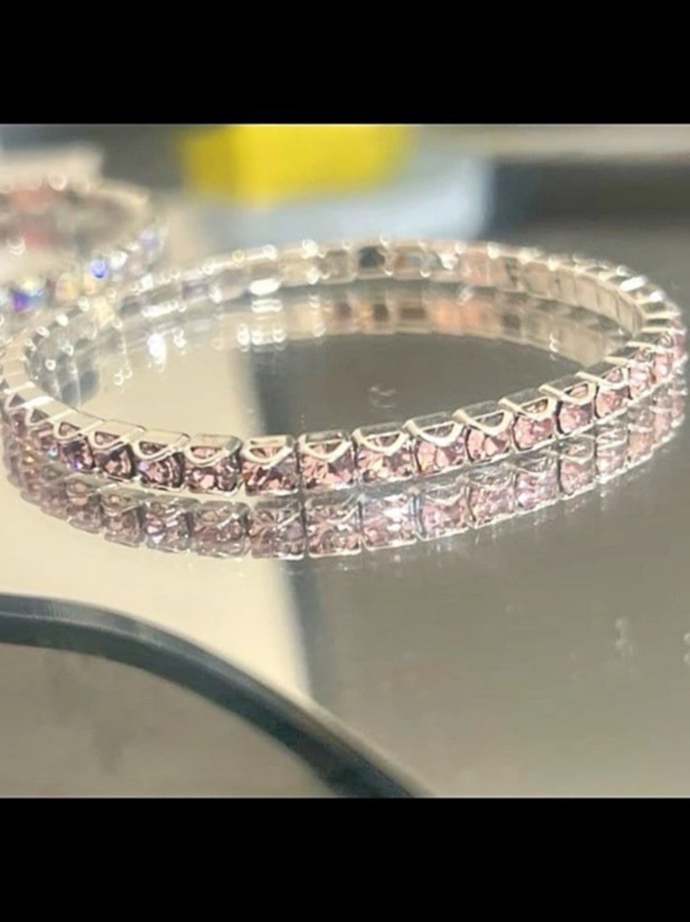 Touchstone Crystal Birthstone Beauty bracelet Crystal Bracelet in Pink & Silver